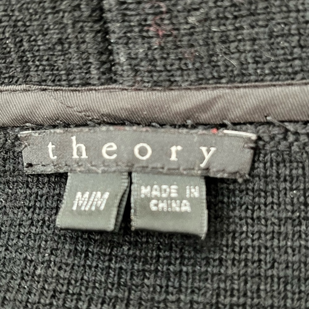Theory size M 100% woolWomen's Black Open Front Sweater - Picture 14 of 15